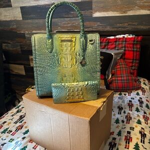 Brahmin Seafoam Green Ady wallet, EUC. Caroline bag sold separately.
